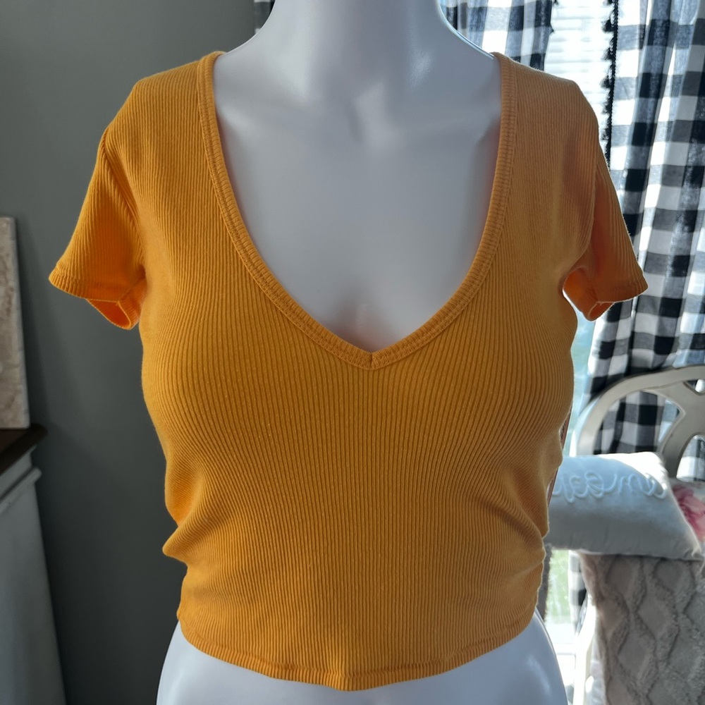 Marigold color v-neck tee